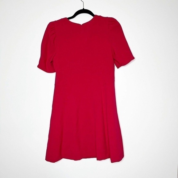 NWT Eliza J Puffed Sleeve Sheath Dress Back Zip Women's Hot Pink Size 8 - Picture 2 of 5